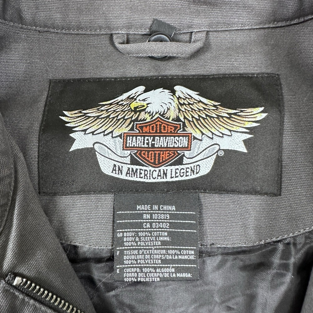 Vintage Harley Davidson Detroit Jacket Embroidered Mechanic Canvas Bomber - Picture 6 of 16